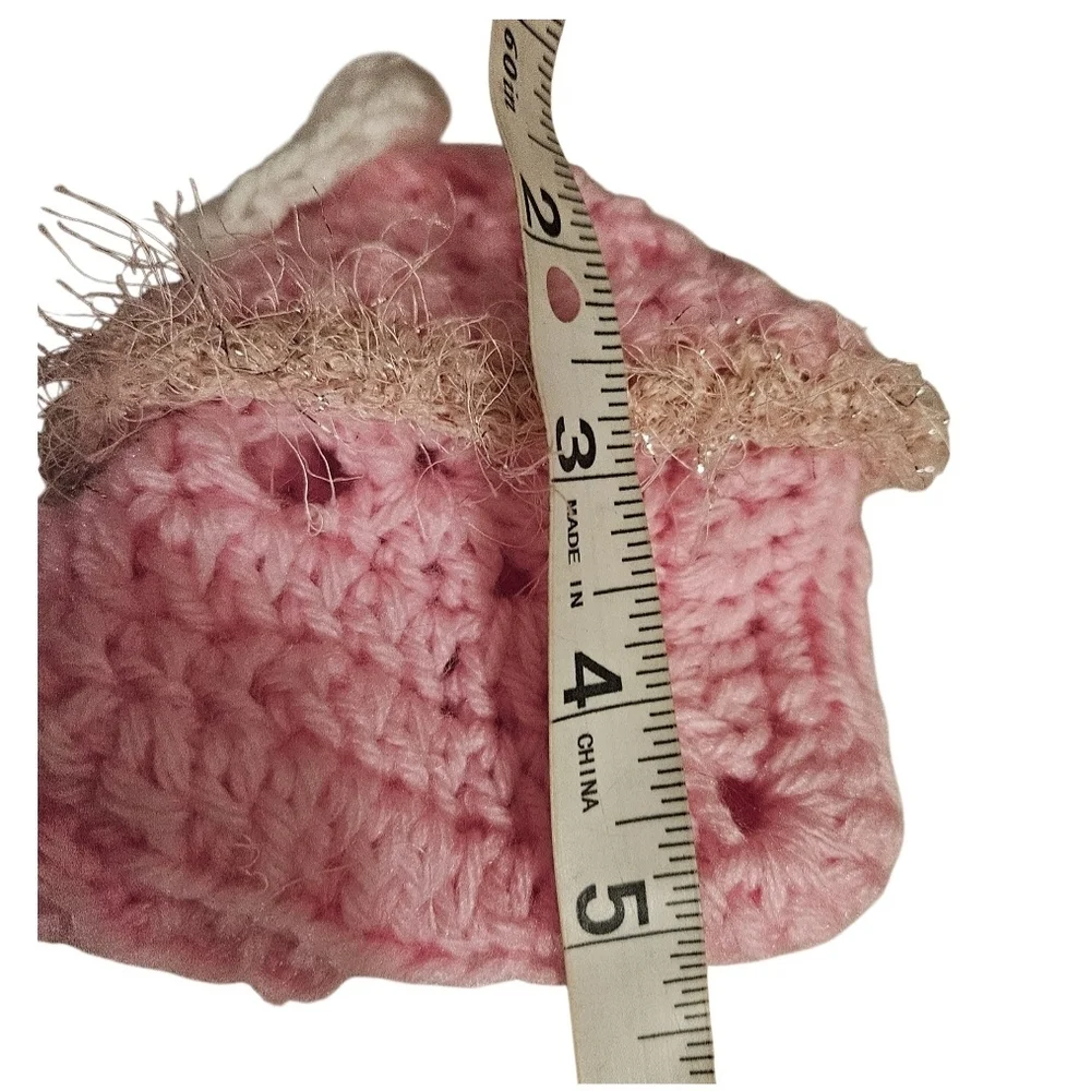 Hand Crochet Baby Booties Pink White Heart Valentine Granny Square Baby shoes 5